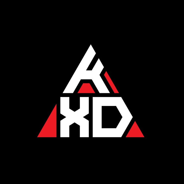 Vector diseño de logotipo de letra triangular kxd con forma de triángulo kxd diseño de logotipo triangular monograma kxd modelo de logotipo vectorial triangular con color rojo kxd logotipo triangular simple elegante y lujoso logotipo