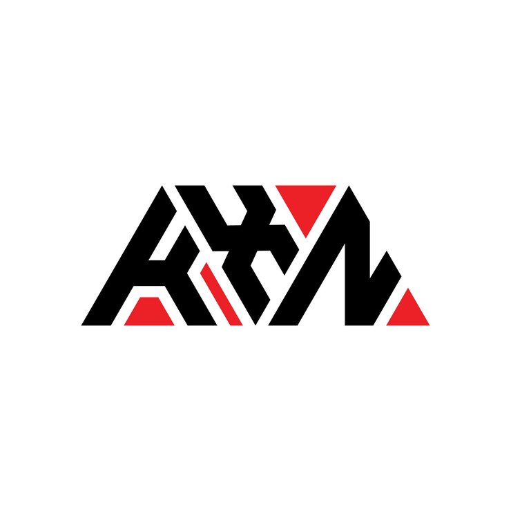 Vector diseño de logotipo de letra triangular kxn con forma de triángulo diseño del logotipo triangular kxn monograma kxn triángulo vectorial plantilla de logotipo con color rojo logotipio triangular simple elegante y lujoso kxn