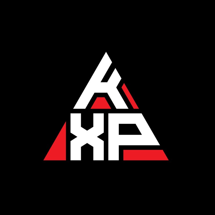 Vector diseño del logotipo de la letra triangular kxp con forma de triángulo kxp diseño del logotipo del triángulo monograma kxp triángulo vectorial plantilla del logotipo con color rojo kxp logotipo triangular sencillo elegante y lujoso