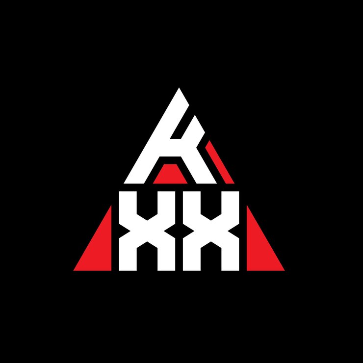 Vector diseño de logotipo de letra triangular kxx con forma de triángulo kxx diseño de logotipo triangular monograma kxx triángulo vectorial plantilla de logotipo con color rojo kxx logotipo triangular sencillo elegante y lujoso