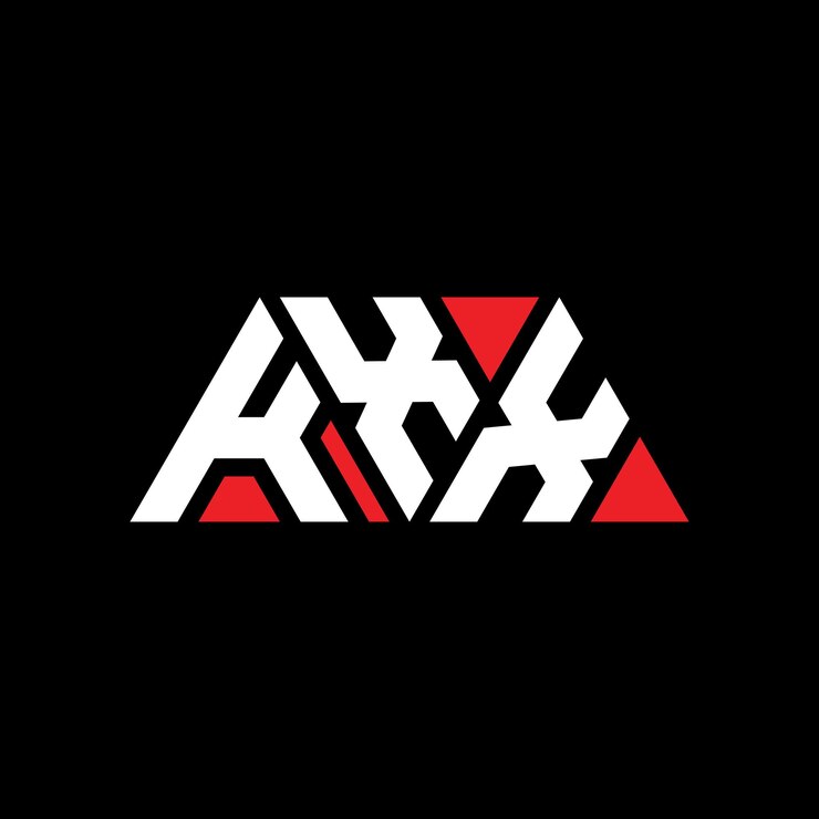 Vector diseño de logotipo de letra triangular kxx con forma de triángulo kxx diseño de logotipo triangular monograma kxx triángulo vectorial plantilla de logotipo con color rojo kxx logotipo triangular simple elegante y lujoso logotipo kxx