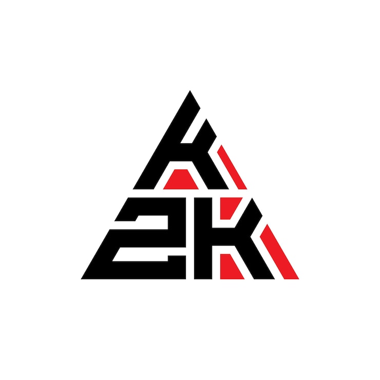 Vector diseño de logotipo de letra triangular kzk con forma de triángulo kzk diseño de logotipo triangular monograma kzk patrón de logotipo vectorial triangular con color rojo kzk logotipo triangular simple elegante y lujoso logotipo