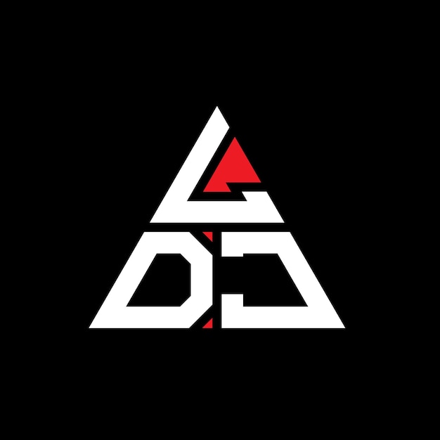 Diseño de logotipo de letra triangular LDJ con forma de triángulo LDJ diseño de logotipo triangular monograma LDJ triángulo vectorial plantilla de logotipo con color rojo LDJ logotipia triangular sencilla elegante y lujosa