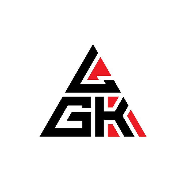 Vector diseño de logotipo de letra triangular lgk con forma de triángulo lgk diseño de logotipo triangular monograma lgk modelo de logotipo vectorial triangular con color rojo lgk logotipo triangle sencillo elegante y lujoso
