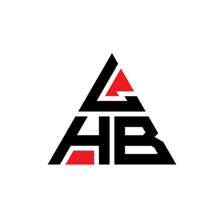 Vector diseño de logotipo de letra triangular lhb con forma de triángulo lhb diseño de logotipo triangular monograma lhb triángulo vectorial plantilla de logotipo con color rojo lhb logo triangular sencillo elegante y lujoso logotipo