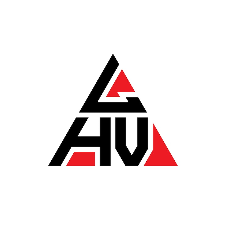 Vector diseño de logotipo de letra triangular lhv con forma de triángulo lhv diseño de logotipo triangular monograma lhv triángulo vectorial plantilla de logotipo con color rojo lhv logo triangular sencillo elegante y lujoso logotipo