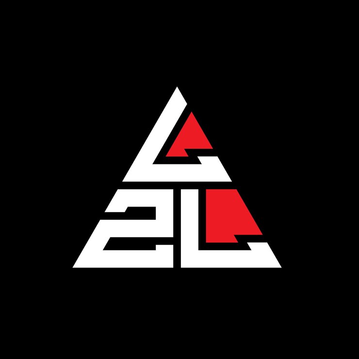 Vector diseño de logotipo de letra triangular lzl con forma de triángulo diseño del logotipo de triángulos lzl monograma lzl triángulo vectorial plantilla de logotipo con color rojo logotipo triangular simple elegante y lujoso