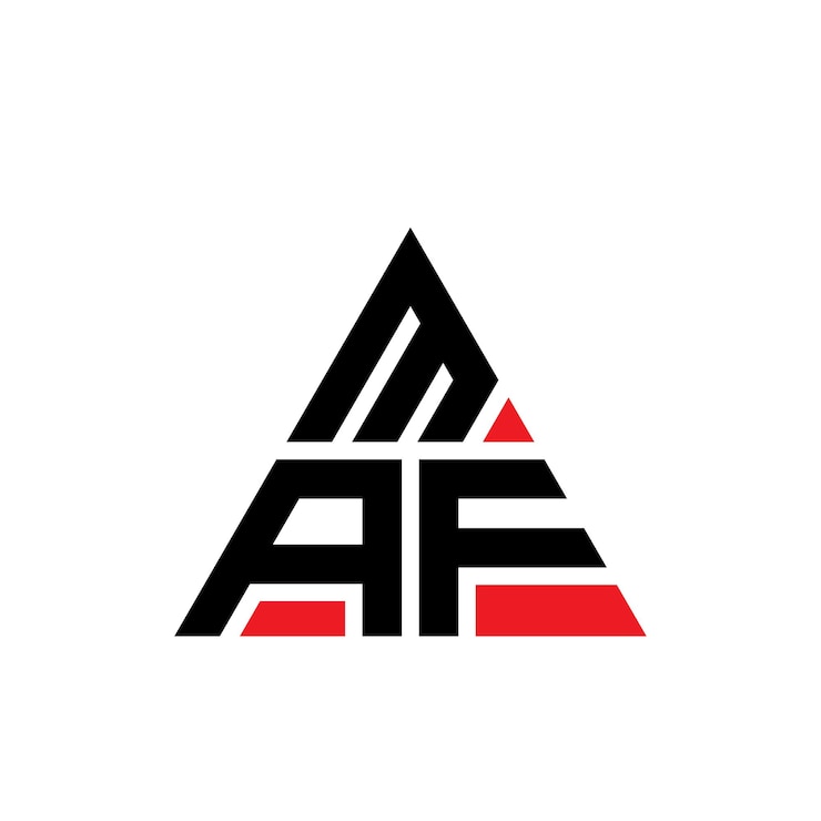 Vector diseño de logotipo de letra triangular maf con forma de triángulo diseño de logotipo triángulo maf monograma plantilla de logotipo vectorial triángulo map con color rojo logotipo triangular sencillo elegante y lujoso