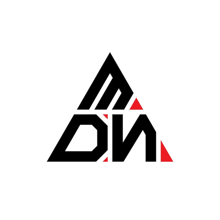 Vector diseño de logotipo de letra triangular mdn con forma de triángulo diseño del logotipo triangular cdn monograma modelo de logotipo vectorial triángulo cdn con color rojo logotipo triangulares cdn simple elegante y lujoso