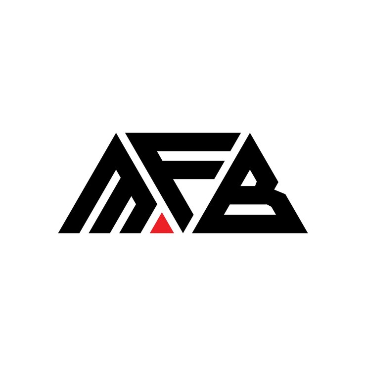 Vector diseño de logotipo de letra triangular mfb con forma de triángulo mfb diseño de logotipo triangular monograma mfb triángulo vectorial plantilla de logotipo con color rojo mfb logo triangular simple elegante y lujoso logotipo mfb