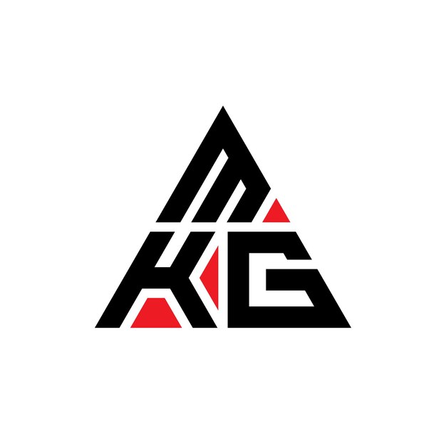 Diseño de logotipo de letra triangular MKG con forma de triángulo MKG diseño de logotipo triangular monograma MKG triángulo vectorial plantilla de logotipo con color rojo MKG logo triangular sencillo elegante y lujoso