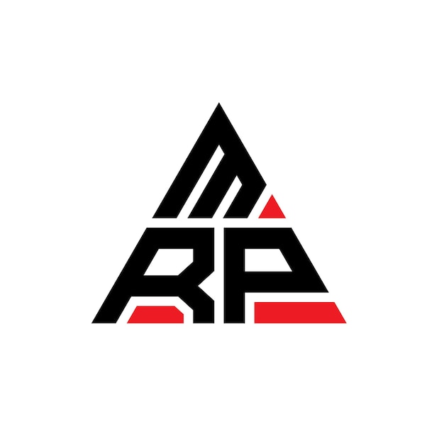 Vector diseño de logotipo de letra triangular mrp con forma de triángulo mrp diseño de logotipo triangular monograma mrp triángulo vectorial plantilla de logotipo con color rojo mrp logotipia triangular sencilla elegante y lujosa