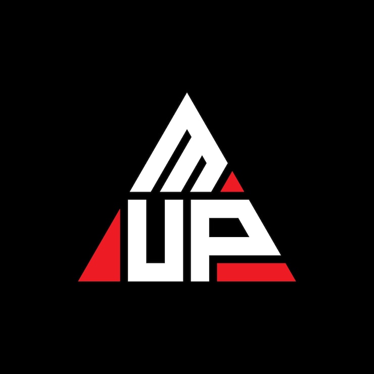 Vector diseño de logotipo de letra triangular mup con forma de triángulo mup diseño de logotipo triangular monograma mup triángulo vectorial plantilla de logotipo con color rojo mup logo triangular sencillo elegante y lujoso