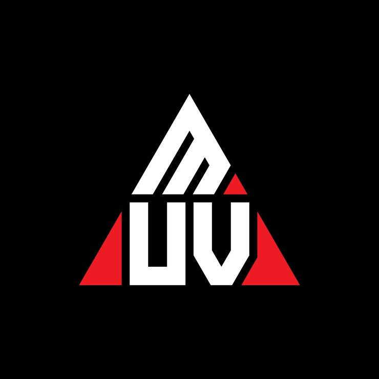 Vector diseño de logotipo de letra triangular muv con forma de triángulo diseño del logotipo triangularmuv monograma plantilla de logotipo vectorial triángulo muv con color rojo logotipo triangulares muv simple elegante y lujoso