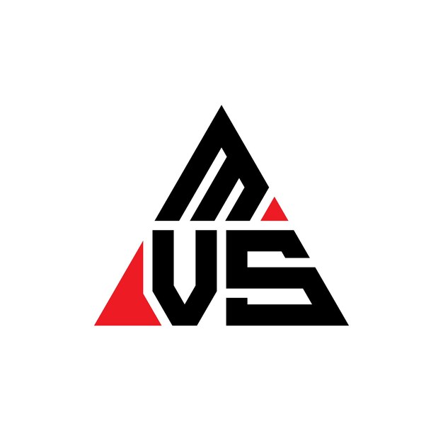 Vector diseño de logotipo de letra triangular de mvs con forma de triángulo diseño del logotipo triangular mvs monograma plantilla de logotipo vectorial triangular del mvs con color rojo logo triangular simple elegante y lujoso