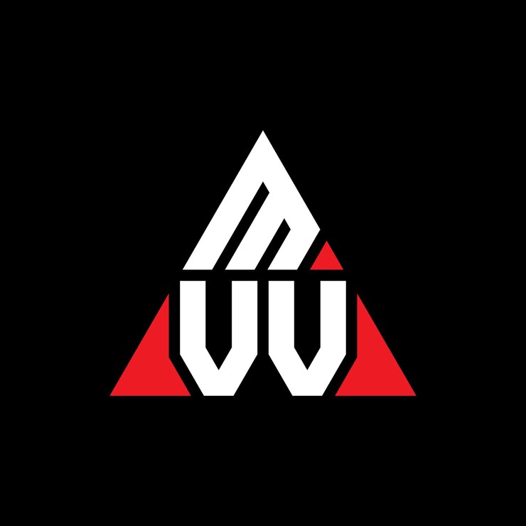 Vector diseño del logotipo de la letra triangular mvv con forma de triángulo monograma del logotipo del triángulo mvv