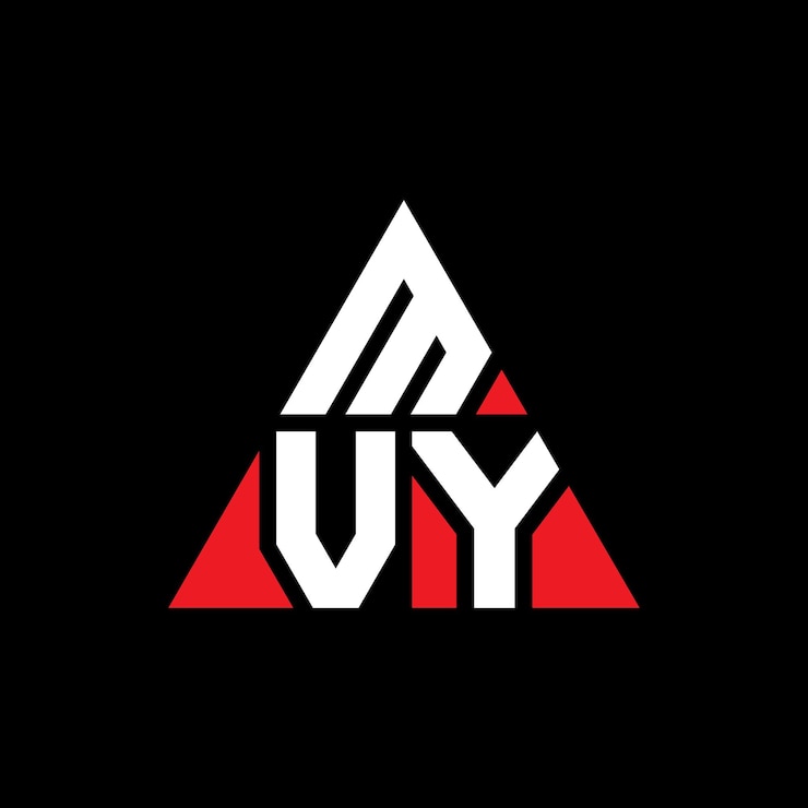 Vector diseño de logotipo de letra triangular mvy con forma de triángulo diseño de logotipo triángulo mvy monograma modelo de logotipo vectorial triángulo mtvy con color rojo logotipo triangular sencillo elegante y lujoso