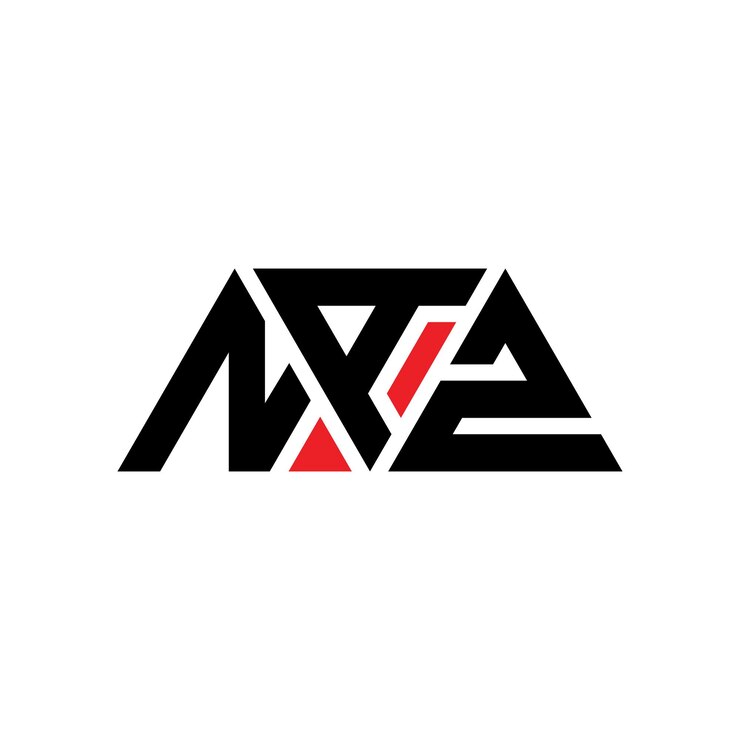 Vector diseño de logotipo de letra triangular naz con forma de triángulo diseño de logotipo triángulo naz monograma plantilla de logotipo vectorial de triángulos naz con color rojo logotipo triangular simple elegante y lujoso logotipo naz