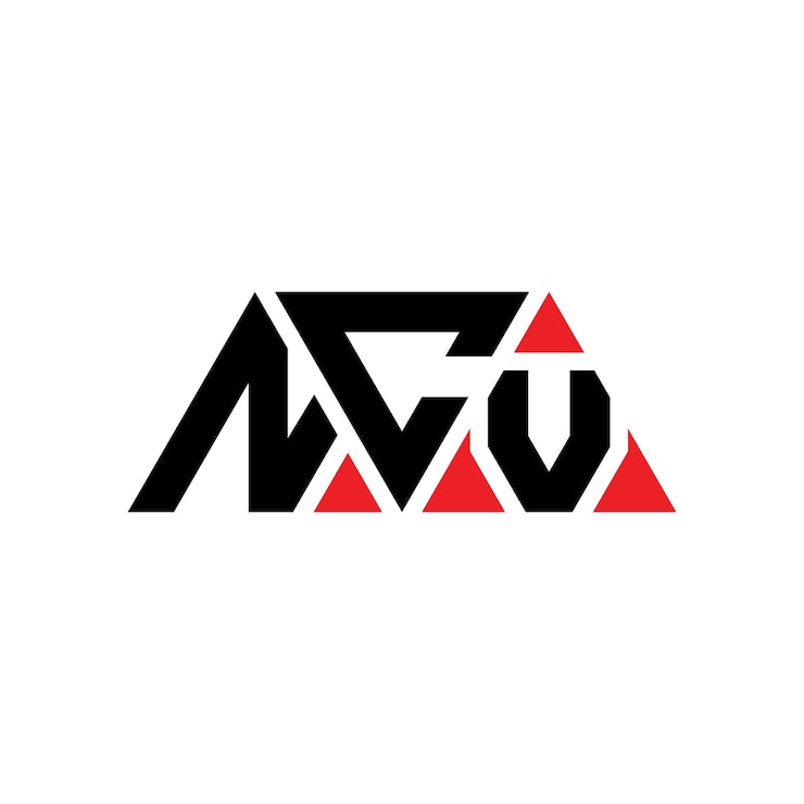 Vector diseño de logotipo de letra triangular ncv con forma de triángulo diseño de logotipo triángulo ncv monograma plantilla de logotipo vectorial triángulo rcv con color rojo logotipo triangular rcv sencillo elegante y lujoso logotipo rcv
