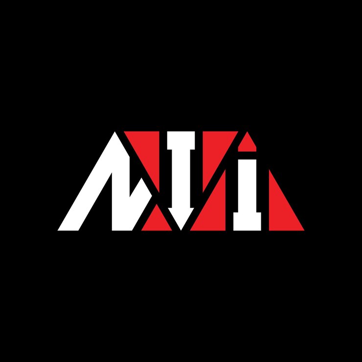 Vector diseño de logotipo de letra triangular nii con forma de triángulo nii diseño de logotipo triangular monograma nii triángulo vectorial plantilla de logotipo con color rojo nii logotipo triangle sencillo elegante y lujoso nii