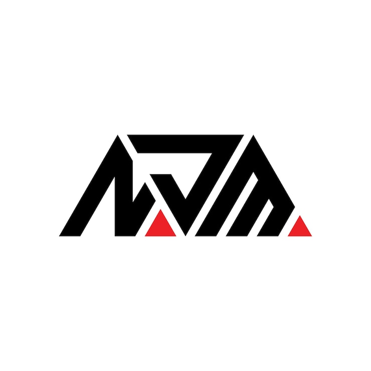 Vector diseño de logotipo de letra triangular njm con forma de triángulo njm diseño de logotipo triangular monograma njm modelo de logotipo vectorial triangular con color rojo njm logotipo triangular sencillo elegante y lujoso njm