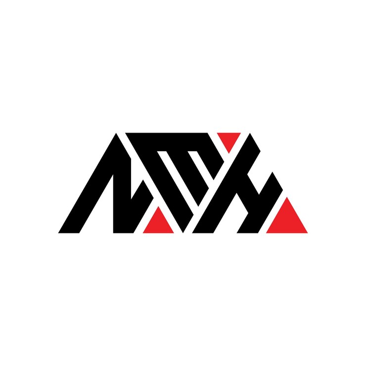 Vector diseño de logotipo de letra triangular nmh con forma de triángulo diseño de logotipo triangular monograma modelo de logotipo vectorial triángulo nmh con color rojo logotipo triangle nmh sencillo elegante y lujoso logotipo nmh