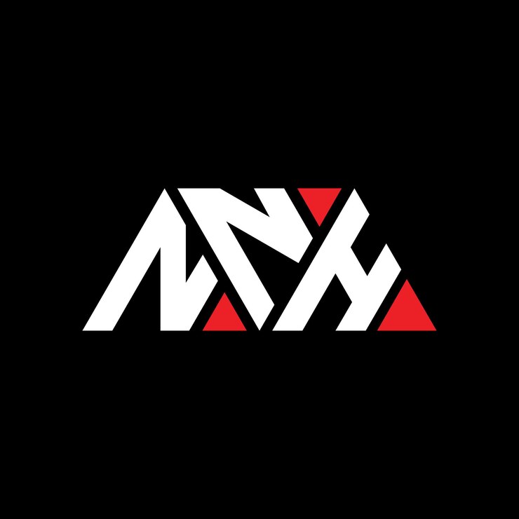 Vector diseño de logotipo de letra triangular nnh con forma de triángulo nnh diseño de logotipo triangular de monograma nnh triángulo vectorial plantilla de logotipo con color rojo nnh logotipo triangular simple elegante y lujoso logotipo nnh