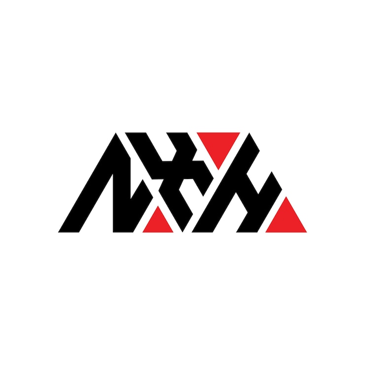 Vector diseño de logotipo de letra triangular nxh con forma de triángulo nxh diseño de logotipo triangular monograma nxh patrón de logotipo vectorial triangular con color rojo nxh logotipo triangle sencillo elegante y lujoso nxh
