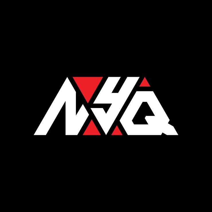 Vector diseño de logotipo de letra triangular nyq con forma de triángulo diseño de logotipo triángulo nyq monograma plantilla de logotipo vectorial triángulo nyc con color rojo logotipo triangular simple elegante y lujoso logotipo nyq
