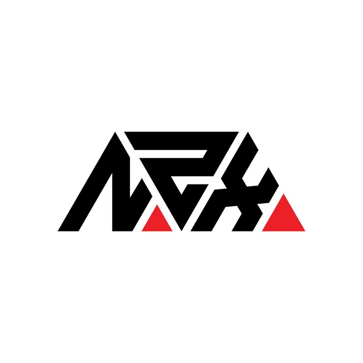 Vector diseño de logotipo de letra triangular nzx con forma de triángulo nzx diseño de logotipo triangular monograma nzx triángulo vectorial plantilla de logotipo con color rojo nzx logotipo triangular simple elegante y lujoso logotipo nzx