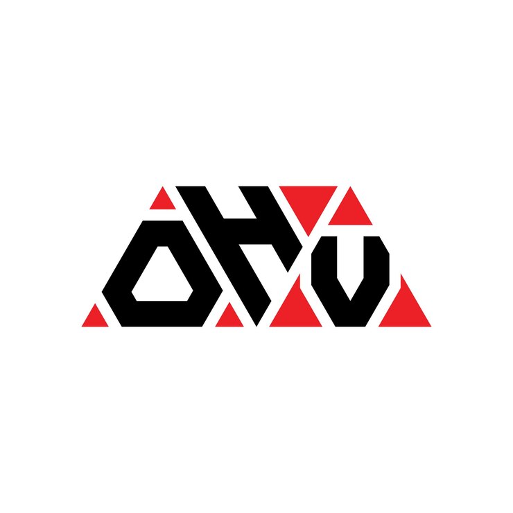 Vector diseño de logotipo de letra triangular ohv con forma de triángulo diseño de logotipo triangular monograma modelo de logotipo vectorial triángulo ohv con color rojo logo triangular sencillo elegante y lujoso logo ohv