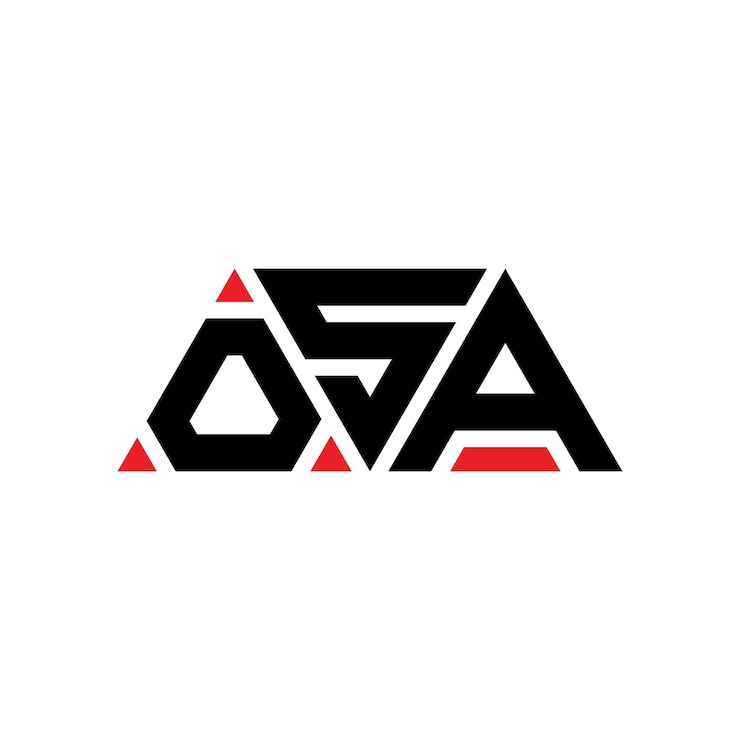 Vector diseño de logotipo de letra triangular osa con forma de triángulo osa diseño de logotipo triangular monograma osa triángulo vectorial plantilla de logotipo con color rojo osa logotipo triangular simple elegante y lujoso logotipo osa