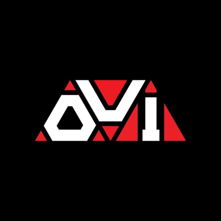 Vector diseño de logotipo de letra triangular oui con forma de triángulo oui diseño de logotipo triangular monograma oui plantilla de logotipo vectorial triangular con color rojo oui logotipo triangle sencillo elegante y lujoso logotipo oui