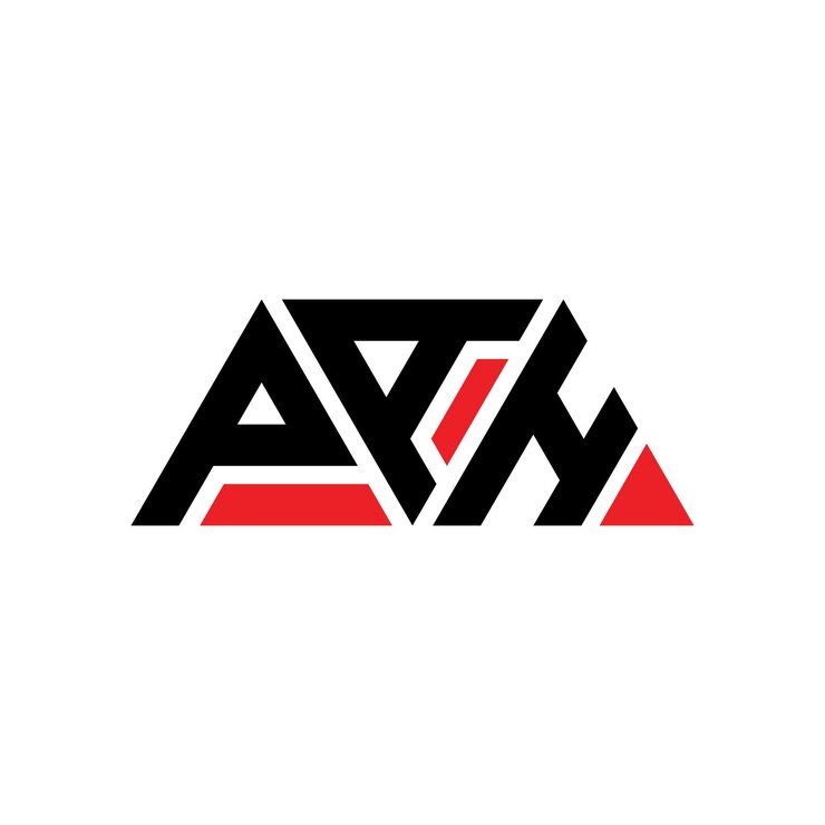Vector diseño de logotipo de letra triangular pah con forma de triángulo pah diseño de logotipo triangular monograma pah patrón de logotipo vectorial triángulo con color rojo pah logotipo triangle sencillo elegante y lujoso pah
