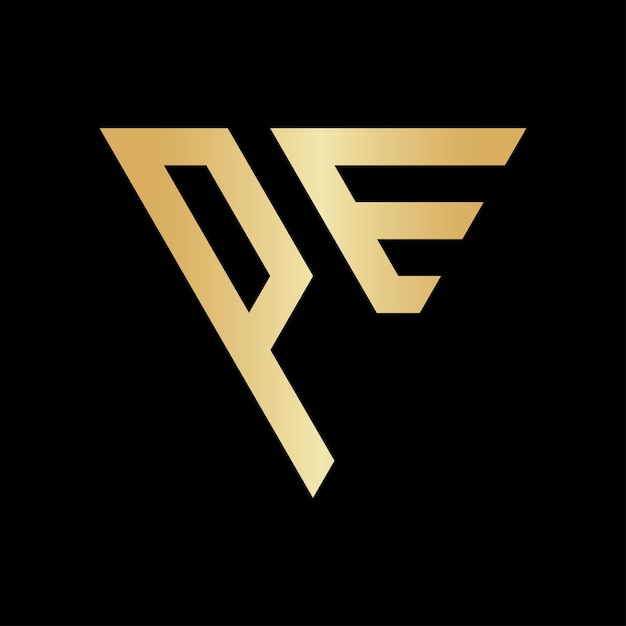 Diseño del logotipo de la letra triangular PE