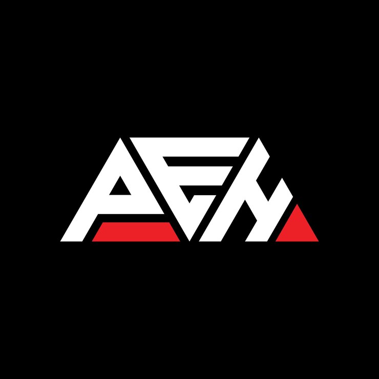Vector diseño de logotipo de letra triangular peh con forma de triángulo diseño de logotipo triángulo peh monograma plantilla de logotipo vectorial triángulo feh con color rojo logotipo triangular feh sencillo elegante y lujoso logotipo feh