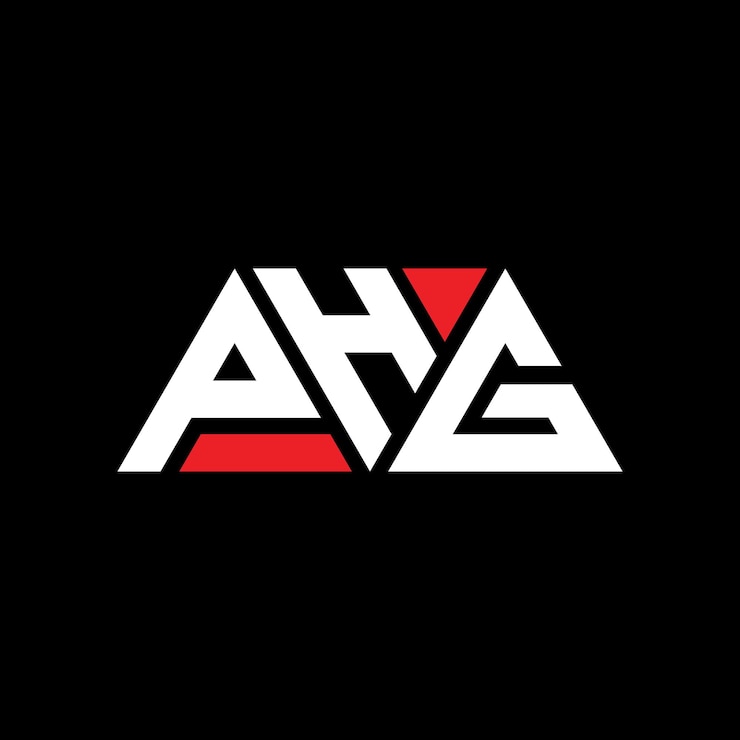 Vector diseño de logotipo de letra triangular phg con forma de triángulo diseño de logotipo triangular monograma modelo de logotipo vectorial triángulo phg con color rojo logo triangular sencillo elegante y lujoso logo phg