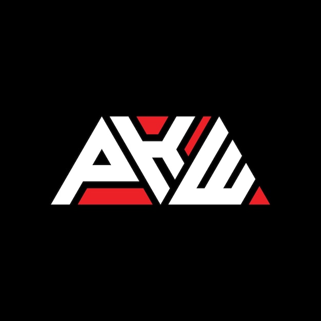 Diseño de logotipo de letra triangular PKW con forma de triángulo Diseño de diseño de logotipo triangular monograma Modelo de logotipo vectorial triángulo PKW con color rojo Logotipo triangulares PKW Simple Elegante y lujoso Logotipo PKW