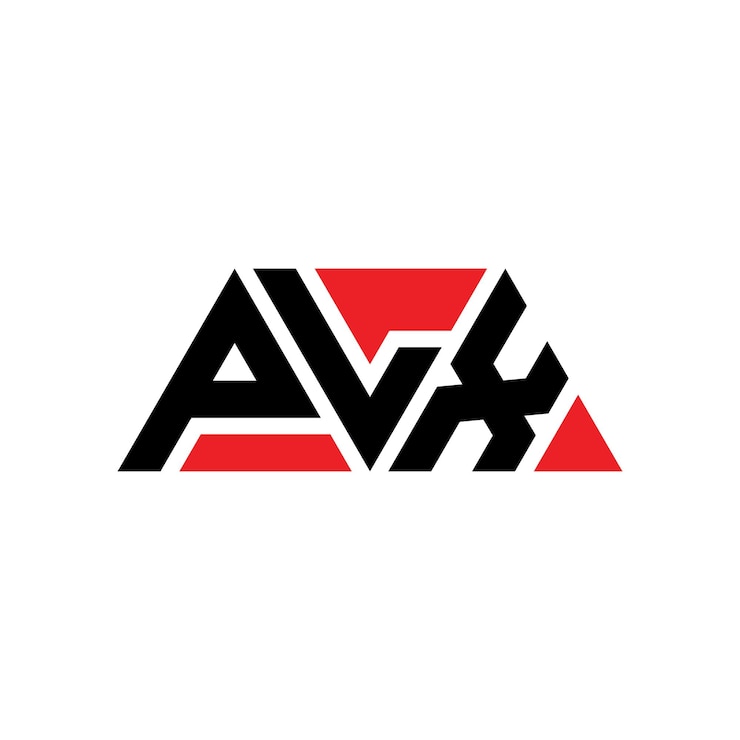 Vector diseño de logotipo de letra triangular plx con forma de triángulo plx diseño de logotipo triangular monograma plx triángulo vectorial plantilla de logotipo con color rojo plx logo triangular sencillo elegante y lujoso logo plx
