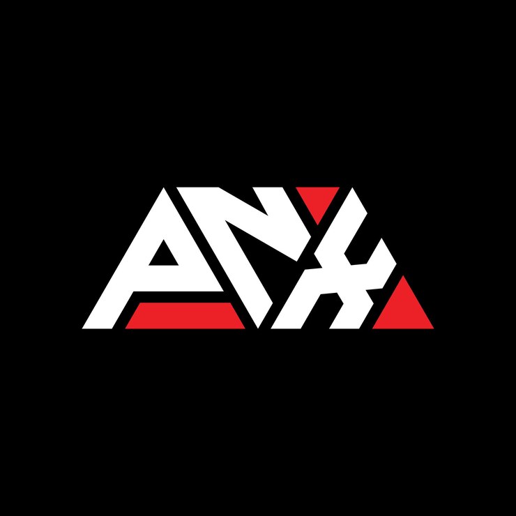 Vector diseño de logotipo de letra triangular pnx con forma de triángulo diseño de logotipo triangular monograma pnx triángulo vectorial plantilla de logotipo con color rojo pnx logo triangular sencillo elegante y lujoso logotipo pnx