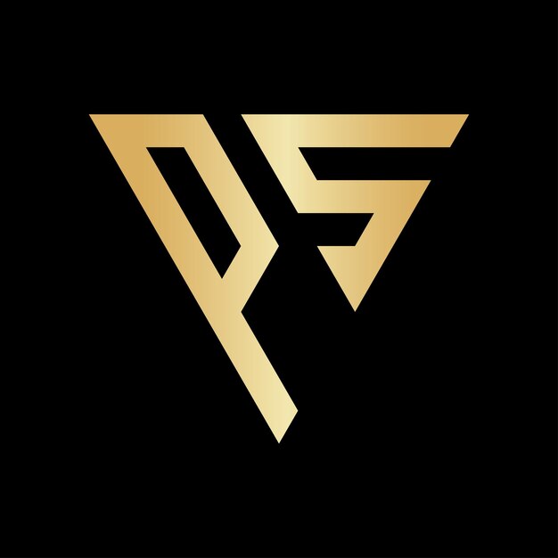 Diseño del logotipo de la letra triangular PS