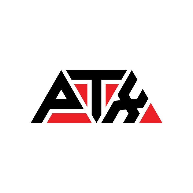 Vector diseño de logotipo de letra triangular ptx con forma de triángulo diseño de logotipo triangular monograma ptx triángulo vectorial plantilla de logotipo con color rojo ptx logo triangular sencillo elegante y lujoso logotipo ptx