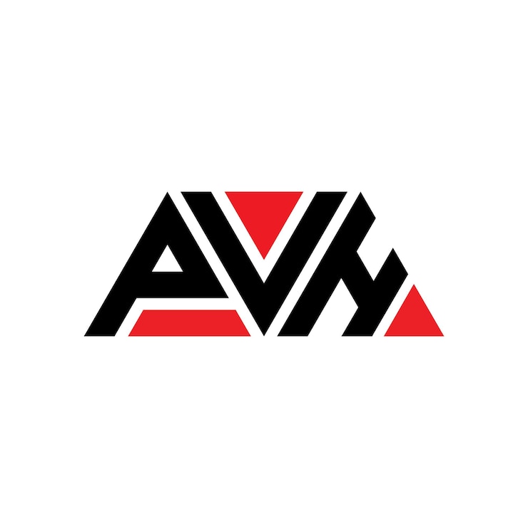 Vector diseño de logotipo de letra triangular pvh con forma de triángulo diseño de logotipo triángulo pvh monograma modelo de logotipo vectorial triángulo pvc con color rojo logotipo triangular simple elegante y lujoso logotipo pvh