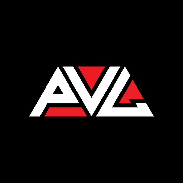 Vector diseño de logotipo de letra triangular pvl con forma de triángulo diseño de logotipo triángulo pvl monograma plantilla de logotipo vectorial de triángulos pvl con color rojo logotipo triangular simple elegante y lujoso logotipo pvl