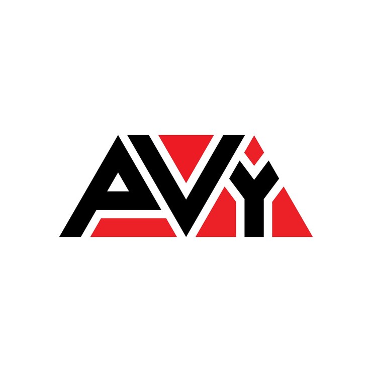 Vector diseño de logotipo de letra triangular pvy con forma de triángulo diseño de logotipo triángulo pvy monograma plantilla de logotipo vectorial triángulo pvc con color rojo pvy logotipo triangular simple elegante y lujoso logotipo pvy