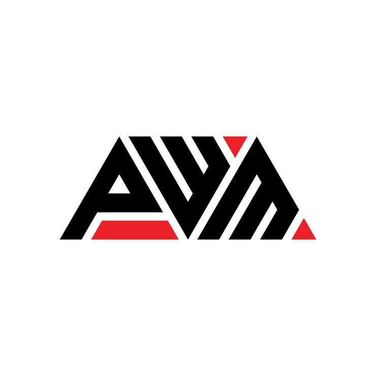 Vector diseño de logotipo de letra triangular pwm con forma de triángulo diseño de logotipo de triángulos pwm monograma pwm triángulo vectorial plantilla de logotipo con color rojo logotipo triangular simple elegante y lujoso pwm