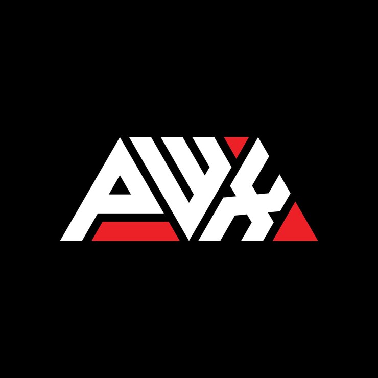 Vector diseño de logotipo de letra triangular pwx con forma de triángulo diseño de logotipo triángulo pwx monograma plantilla de logotipo vectorial triángulo pwx con color rojo logotipo triangular simple elegante y lujoso logotipo pwx