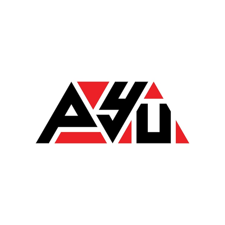 Vector diseño de logotipo de letra triangular pyu con forma de triángulo diseño de logotipo triángulo pyu monograma plantilla de logotipo vectorial triángulo pyu con color rojo logotipo triangular simple elegante y lujoso logotipo pyu
