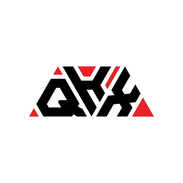 Vector diseño de logotipo de letra triangular qkx con forma de triángulo diseño de logotipo triángulo qkx monograma plantilla de logotipo vectorial triánguloqkx con color rojo logotipo triangular simple elegante y lujoso logotipo qkx