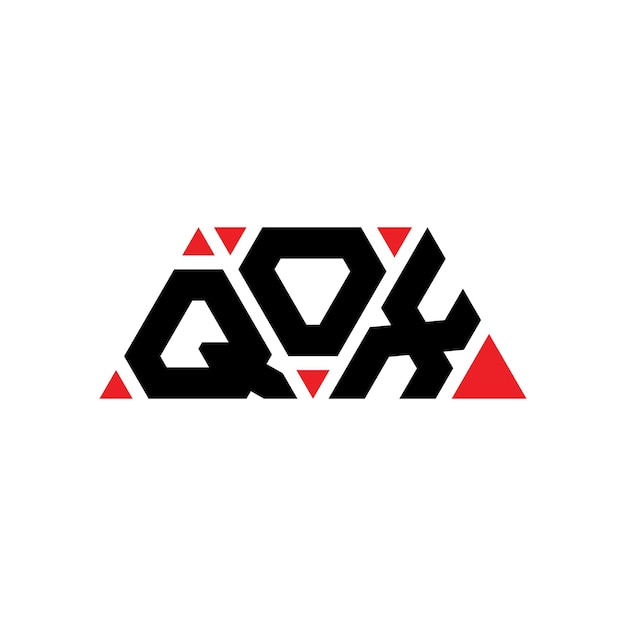 Vector diseño de logotipo de letra triangular qox con forma de triángulo diseño de logotipo triángulo qox monograma plantilla de logotipo vectorial triánguloqox con color rojo logotipo triangular simple elegante y lujoso logotipo qox